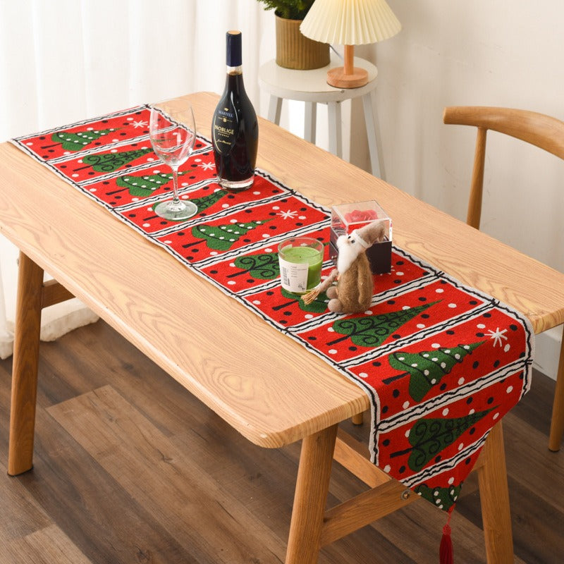 Knitted Christmas Tablecloth & Table Flag - Creative Holiday Table Decorations