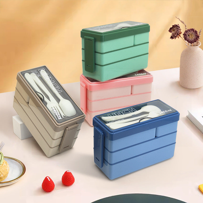 Portable Microwaveable Three-Layer Lunch Box