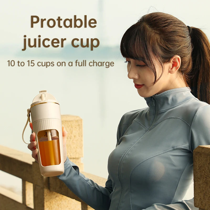 340ML Portable Juicer – Wireless Electric Blender with Straw for Juice, Milkshake, Ice Cubes & Smoothies