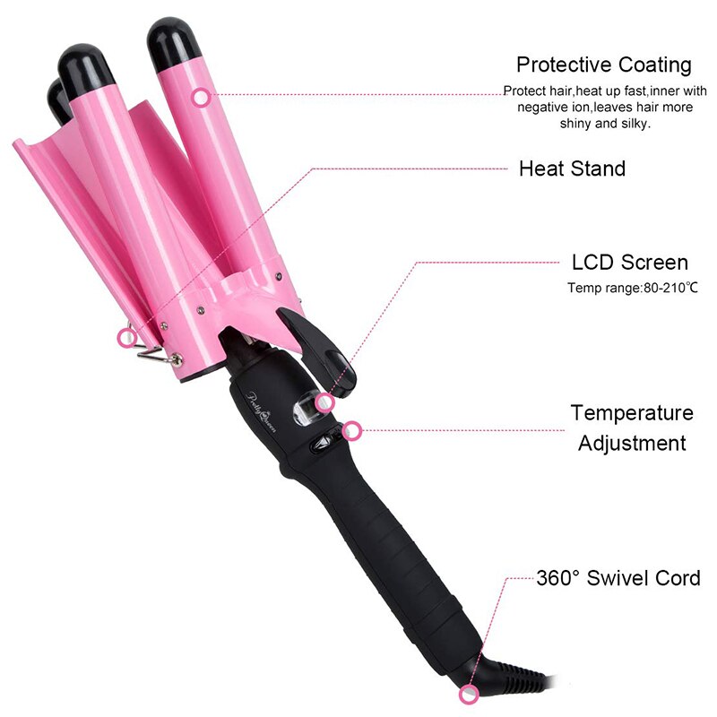 New Arrival Hair Curling Iron – LED Ceramic Triple Barrel Hair Curler Waver Styling Wand