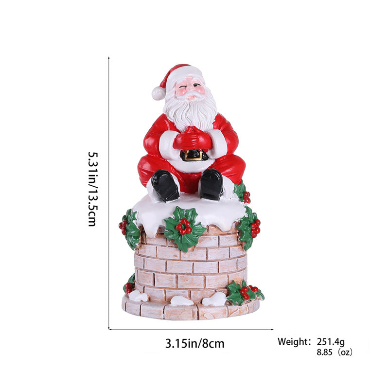 Santa Claus Chimney Resin Ornament - Christmas Scene & Courtyard Decorations