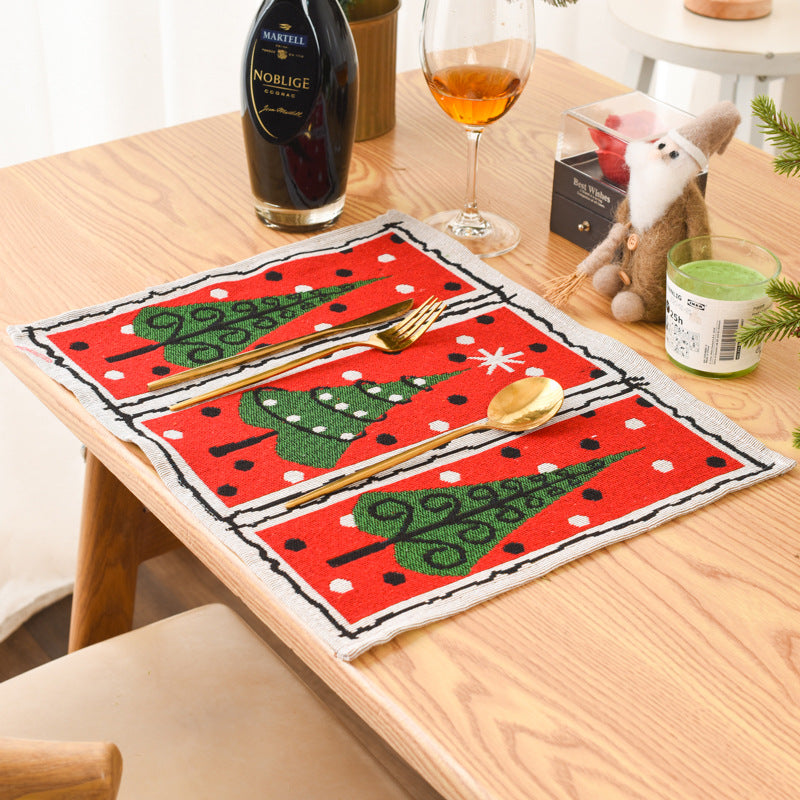 Knitted Fabric Christmas Meal Mat - Creative Tablecloth & Elderly Tree Decorations