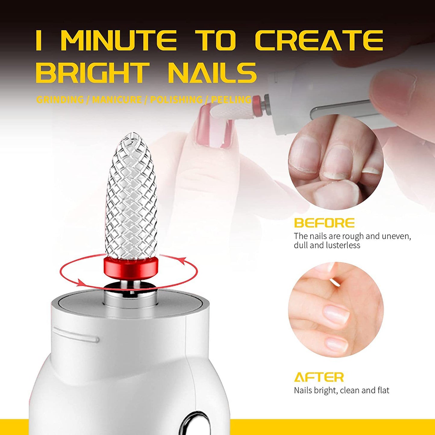 USB Rechargeable Manicure Instrument – Portable Electric Nail Polisher & Dead Skin Remover