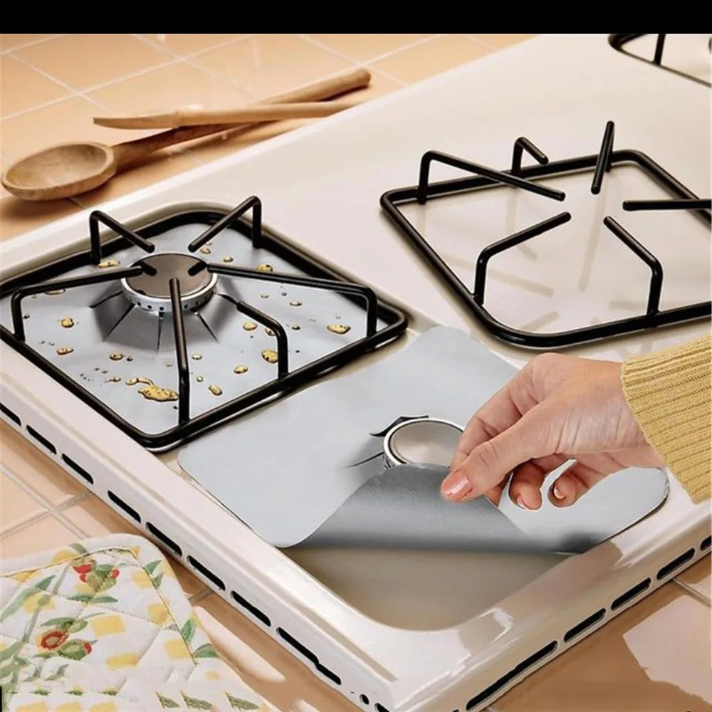 4PCS Glass Fiber Gas Stove Protectors – Reusable Burner Cover Liner Mats