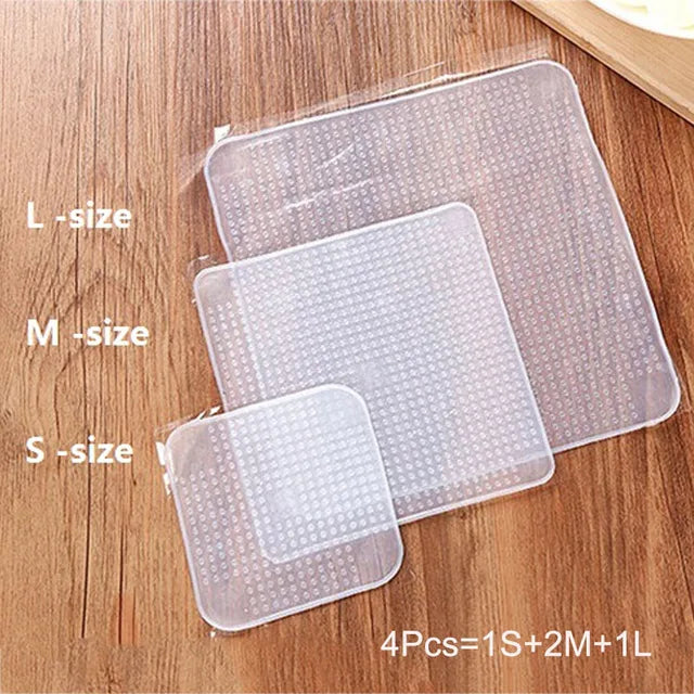 4PCS Reusable Silicone Bowl Covers – Stretch Vacuum Lids for Food Fresh Keeping