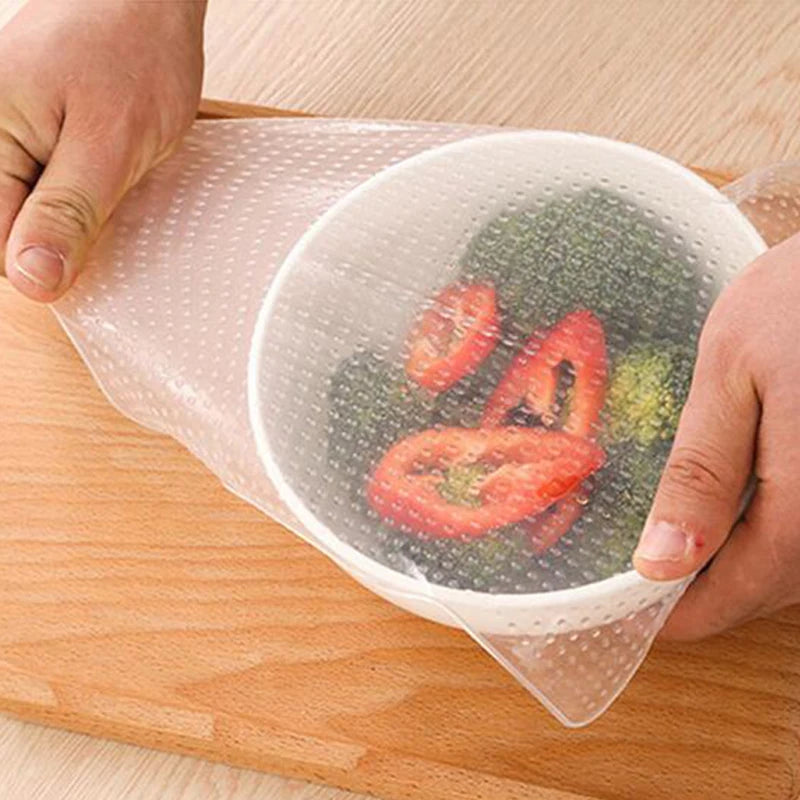 4PCS Reusable Silicone Bowl Covers – Stretch Vacuum Lids for Food Fresh Keeping