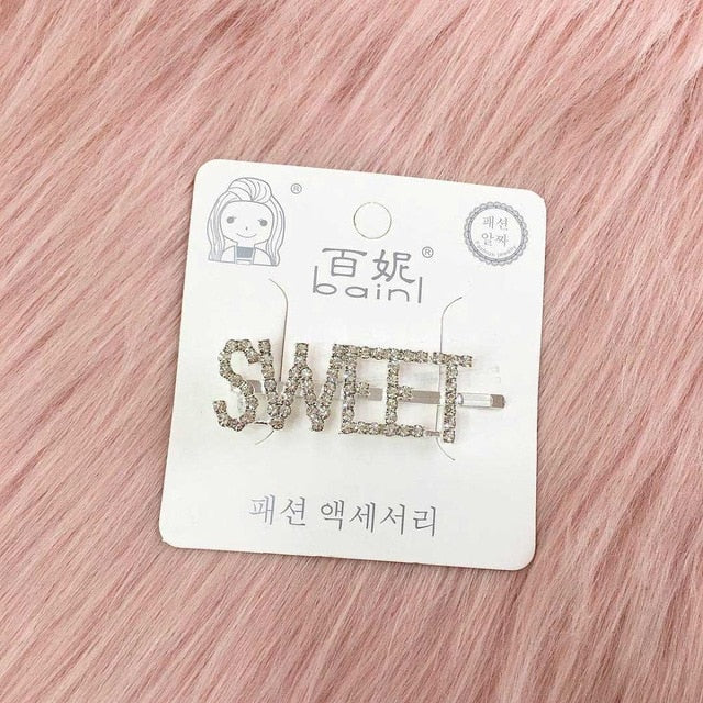 1PC Bling Letter Hairpins – Stylish Hair Clips & Barrettes for Women and Girls