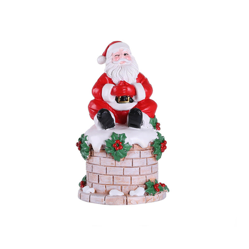 Santa Claus Chimney Resin Ornament - Christmas Scene & Courtyard Decorations