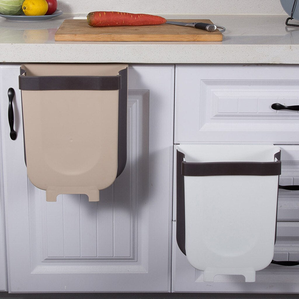 Folding Kitchen Trash Bin – Hanging Cabinet & Wall-Mounted Waste Can