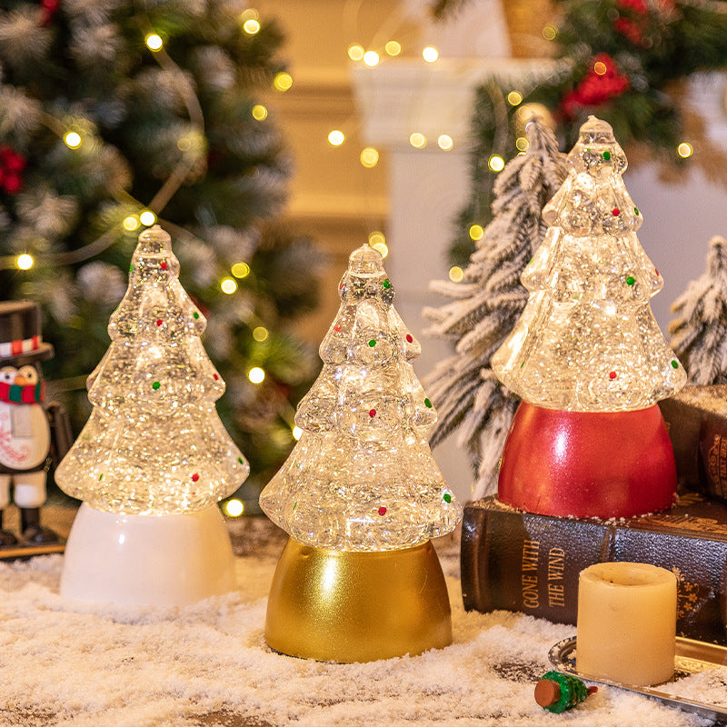 Crystal Ball Music Box with Snowflakes - Christmas Tree Decoration & Night Light Gifts