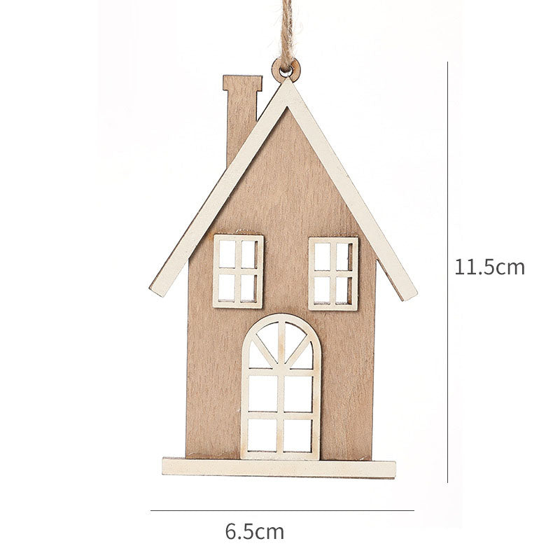 Wooden Small House Christmas Tree Pendant - Creative Hanging Decoration & Gifts