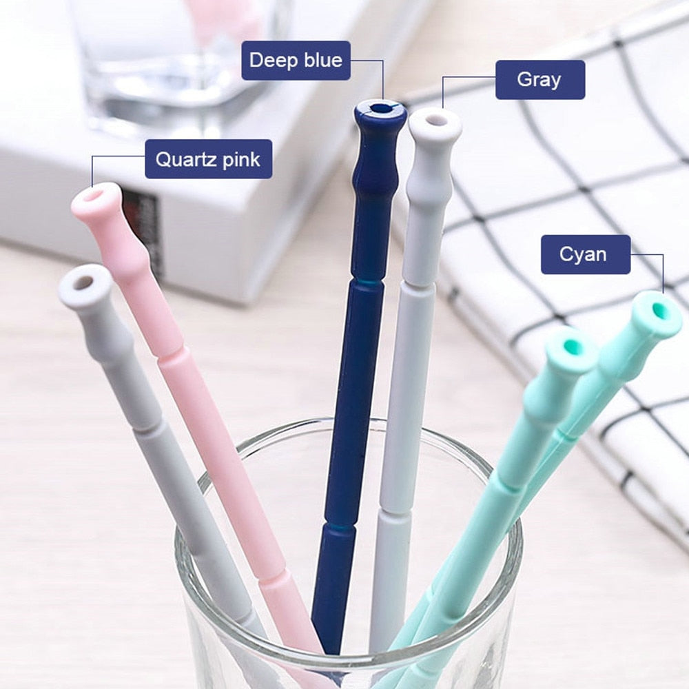 Collapsible Silicone Reusable Straw – Foldable Eco Straw with Case & Cleaning Brush
