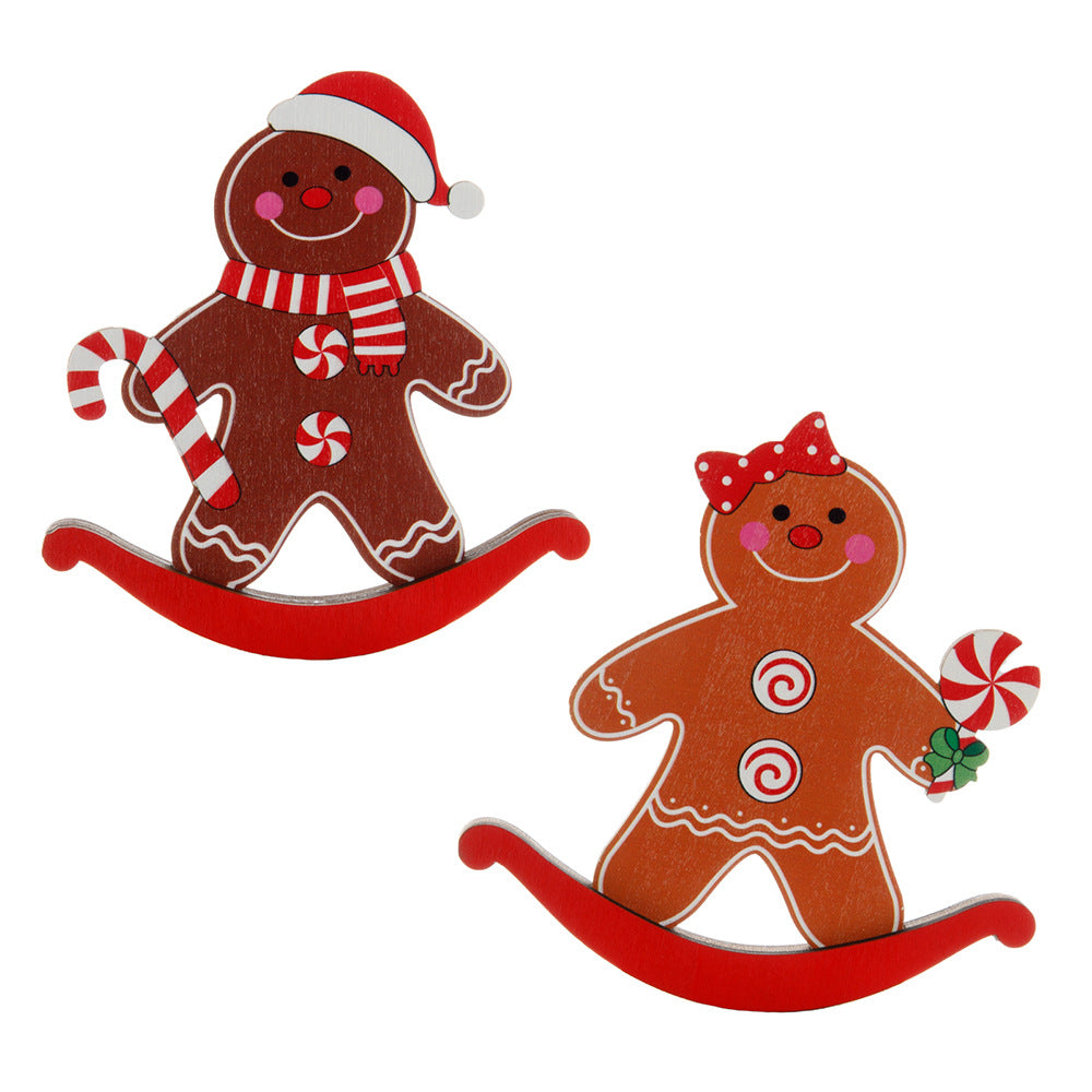 Wooden Gingerbread Figurine - Christmas Desktop Ornament & Gift
