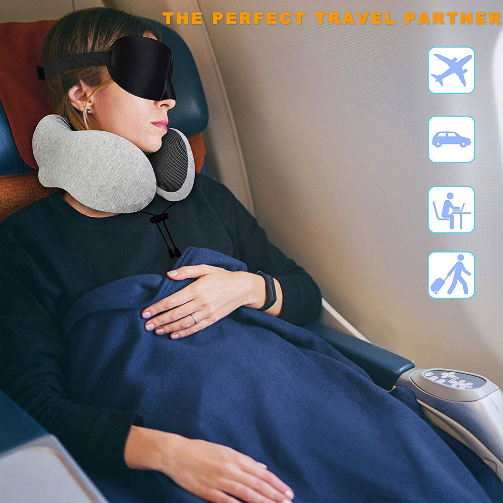 U-Shaped Memory Foam Neck Pillow Soft Cervical Travel Airplane Pillow
