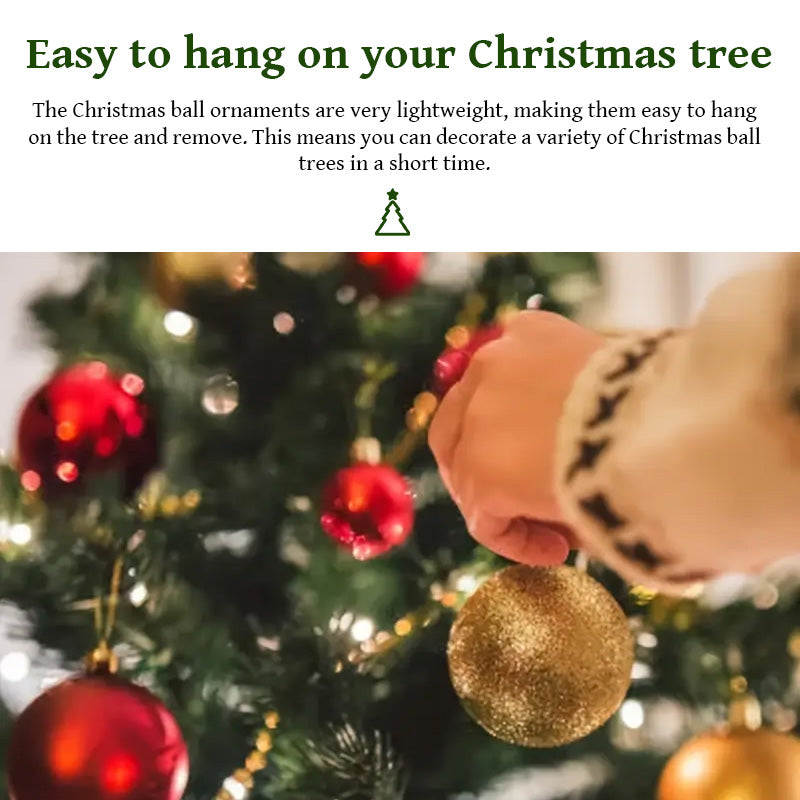 50PCS Gold & Red Christmas Tree Ball Ornaments - Holiday & New Year Decorations