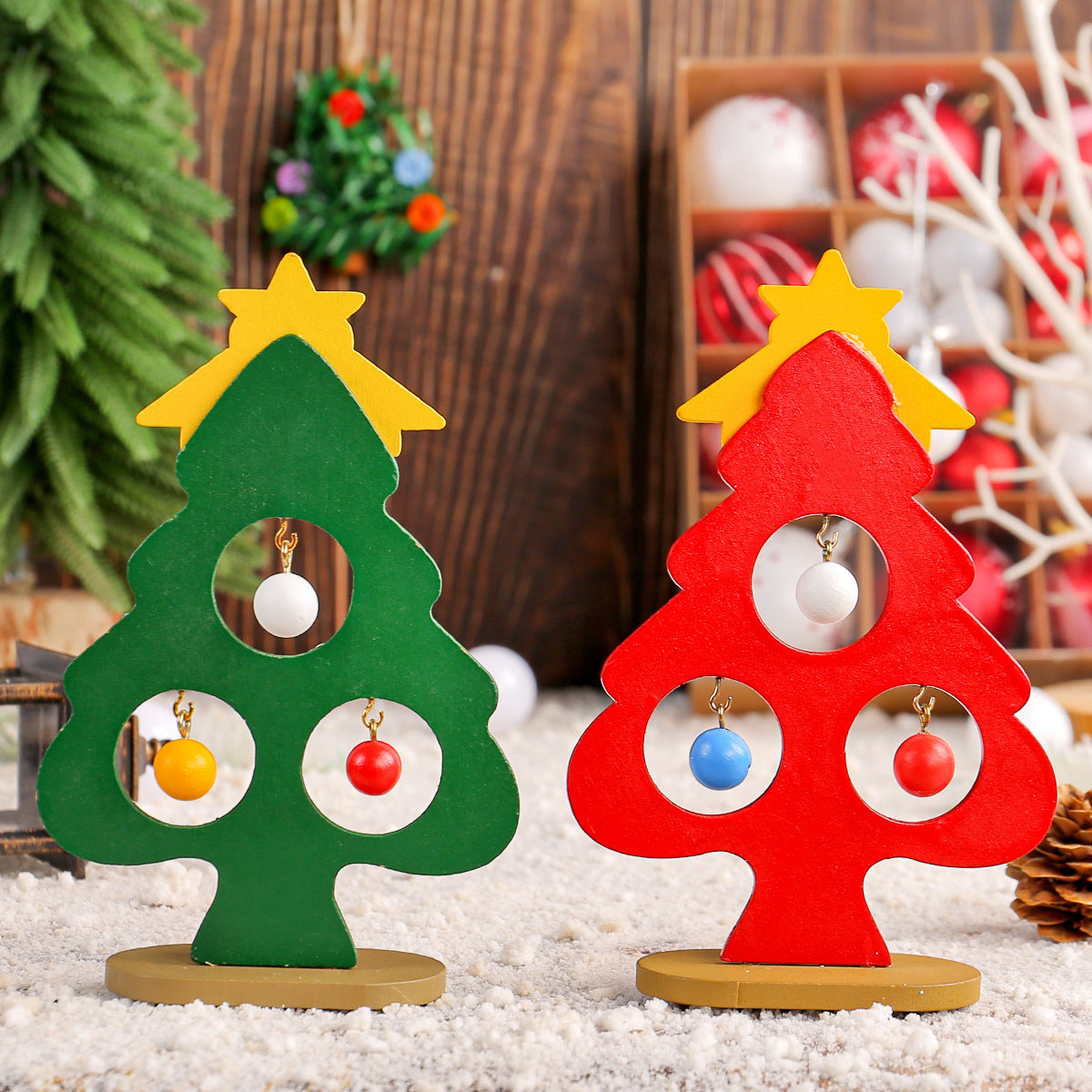 Wooden DIY Mini Christmas Tree - Desktop Stand Ornament & Children’s Gift