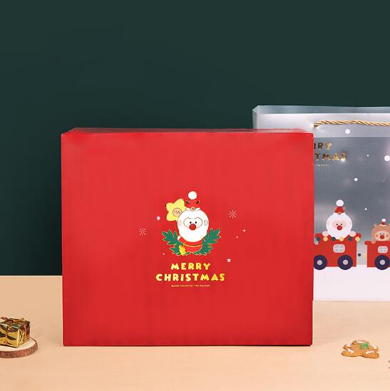 Christmas Gift Box Set – Elk Cartoon Packaging with Bag & Card (4pcs)