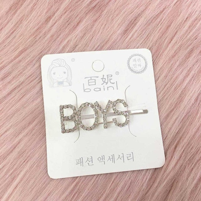 1PC Bling Letter Hairpins – Stylish Hair Clips & Barrettes for Women and Girls