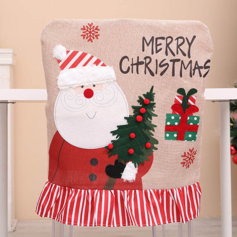 Linen Santa Claus Chair Covers - Creative Christmas Tree Chair Set Decorations