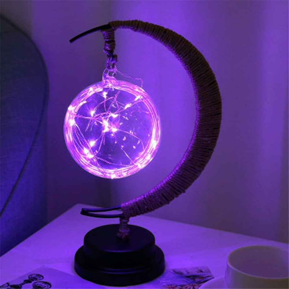 LED Star, Moon & Apple Fairy Lights - Hemp Rope Night Lamp & Christmas Gifts