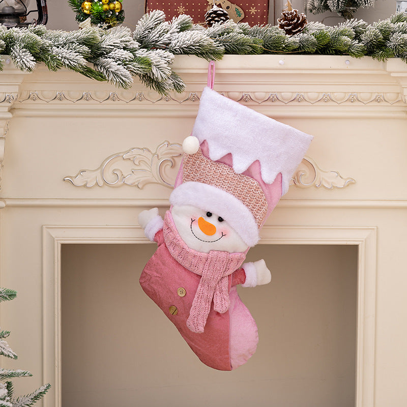 Nordic Style Christmas Socks - Pink Santa Claus Socks, Gift Bags & Festive Decorations