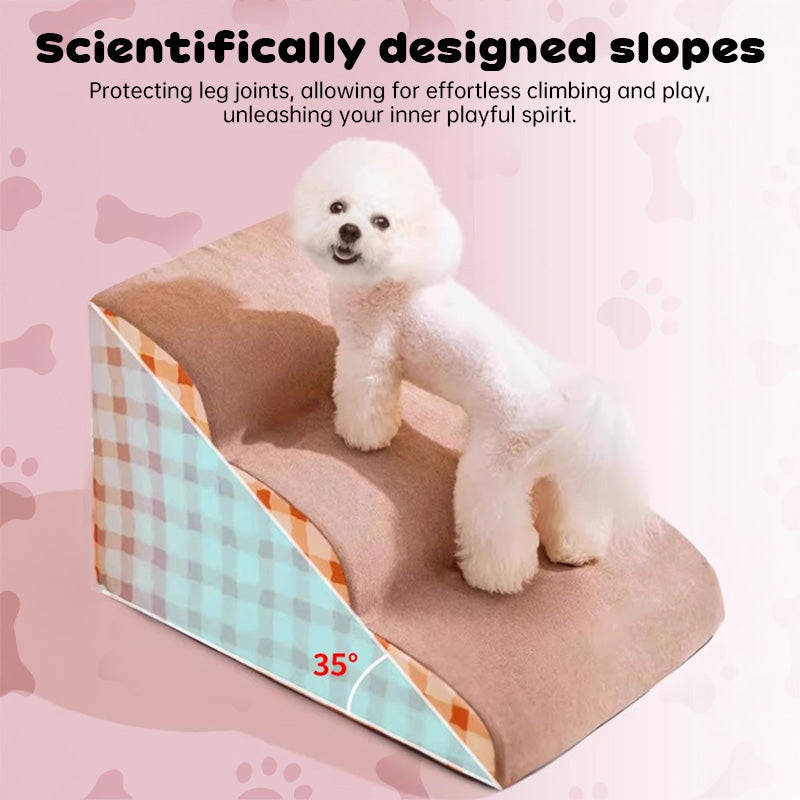 2/3/4-Step Pet Stairs Ramp Washable Non-Slip Memory Foam for Dogs & Cats
