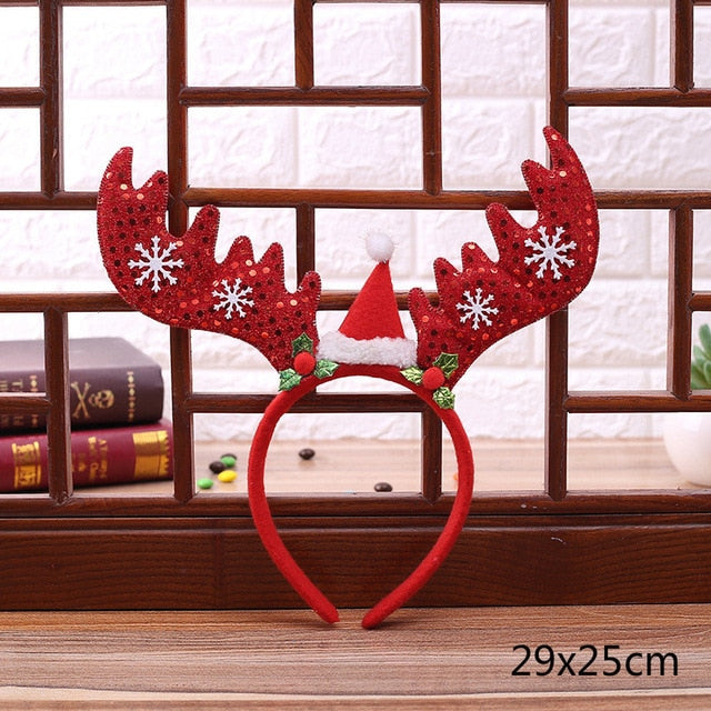 Christmas Headbands with Elk, Santa & Snowman - Fun Kids & Adult Party Decorations
