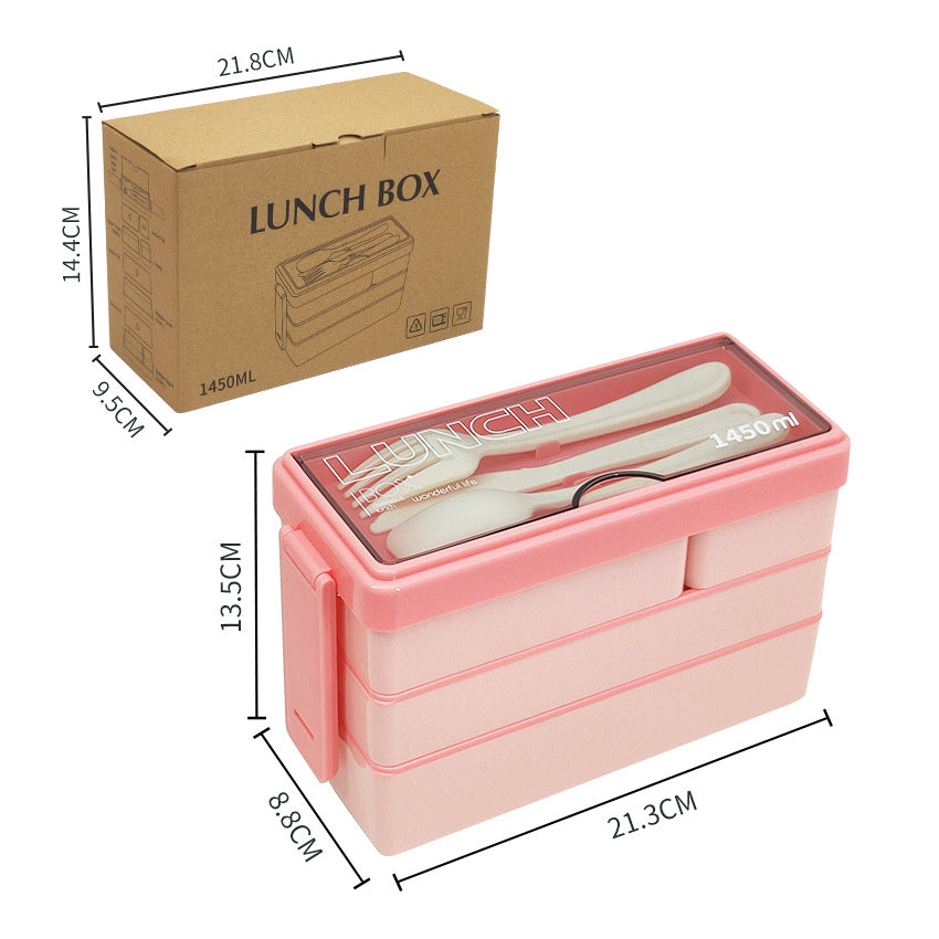 Portable Microwaveable Three-Layer Lunch Box