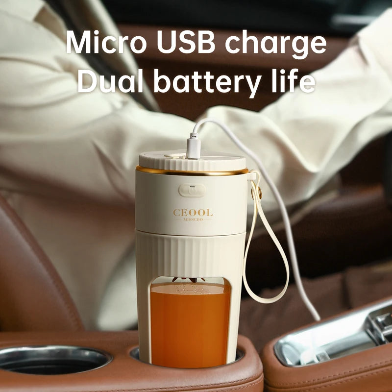 340ML Portable Juicer – Wireless Electric Blender with Straw for Juice, Milkshake, Ice Cubes & Smoothies