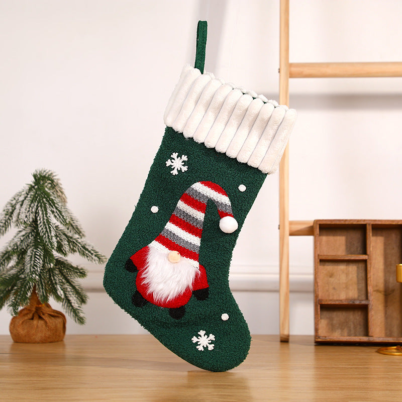 Embroidered Santa Claus Christmas Socks - Candy Gift Bags & Festive Pendants