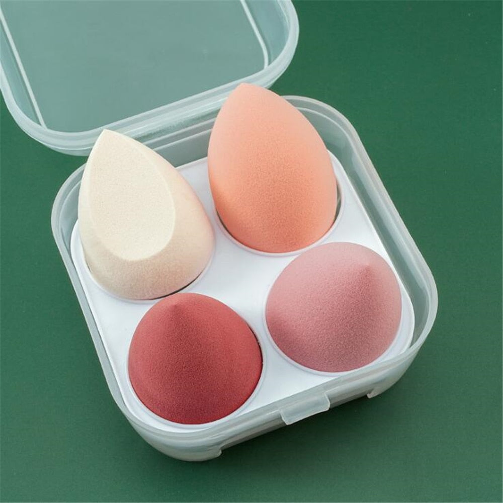 4pcs Makeup Blender Cosmetic Puff – Foundation & Powder Sponge with Storage Box