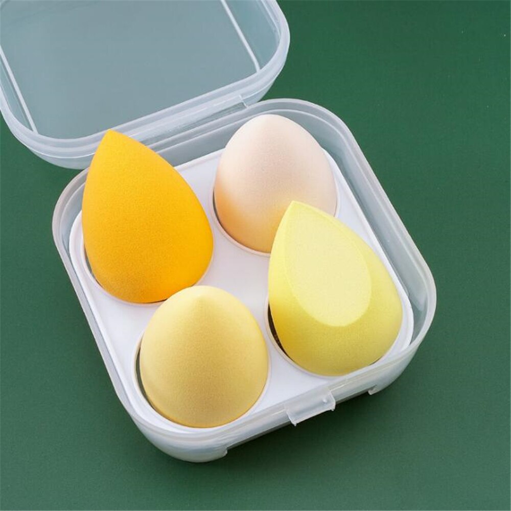 4pcs Makeup Blender Cosmetic Puff – Foundation & Powder Sponge with Storage Box