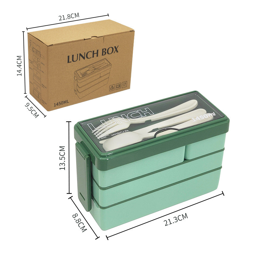 Portable Microwaveable Three-Layer Lunch Box