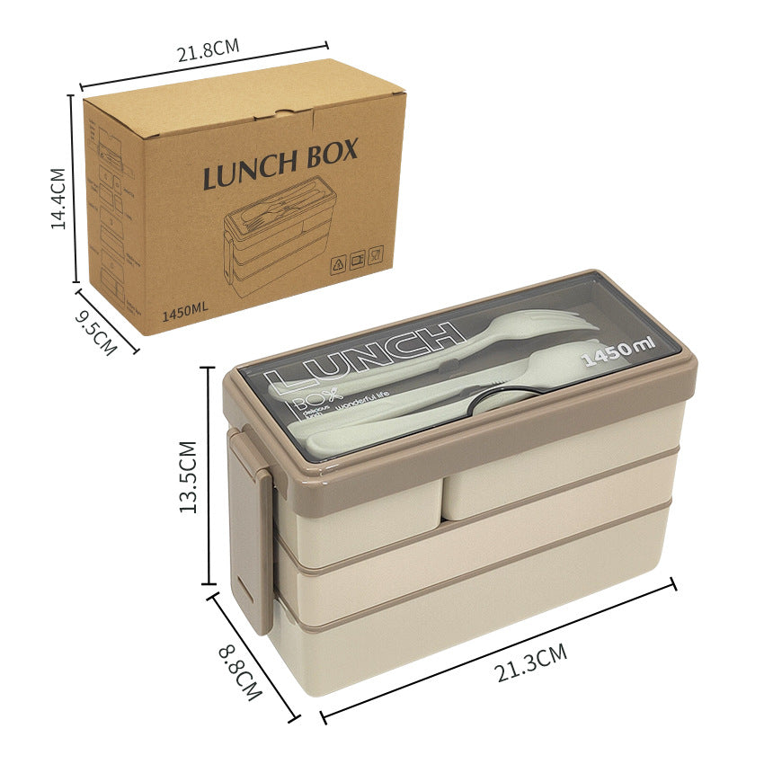 Portable Microwaveable Three-Layer Lunch Box