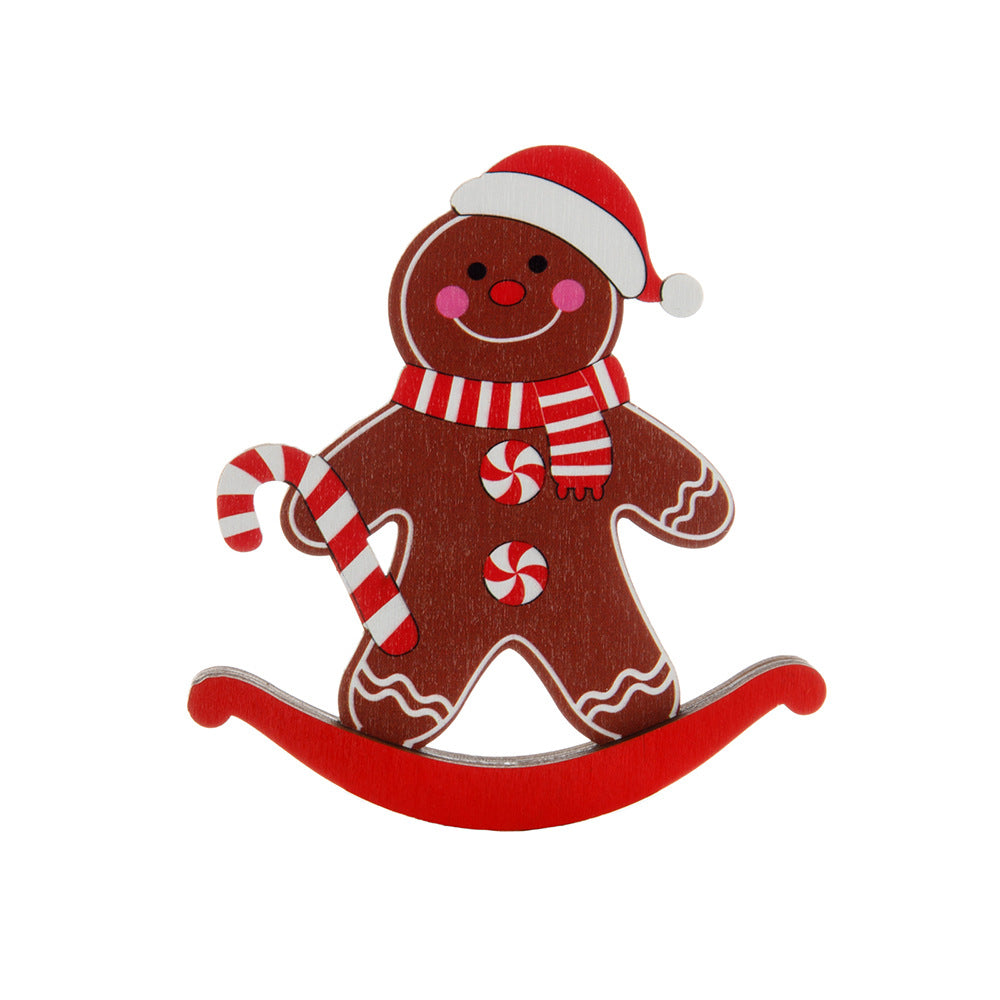 Wooden Gingerbread Figurine - Christmas Desktop Ornament & Gift