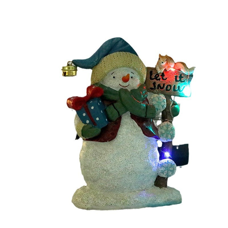 Cute Snowman Figurines with Ambient Lights - Christmas Party Decorations & Gifts