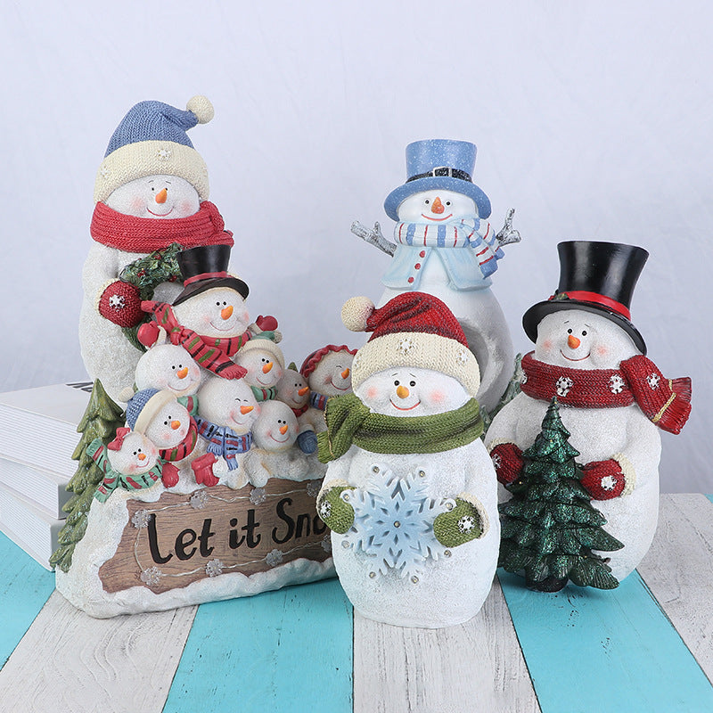 Cute Snowman Figurines with Ambient Lights - Christmas Party Decorations & Gifts