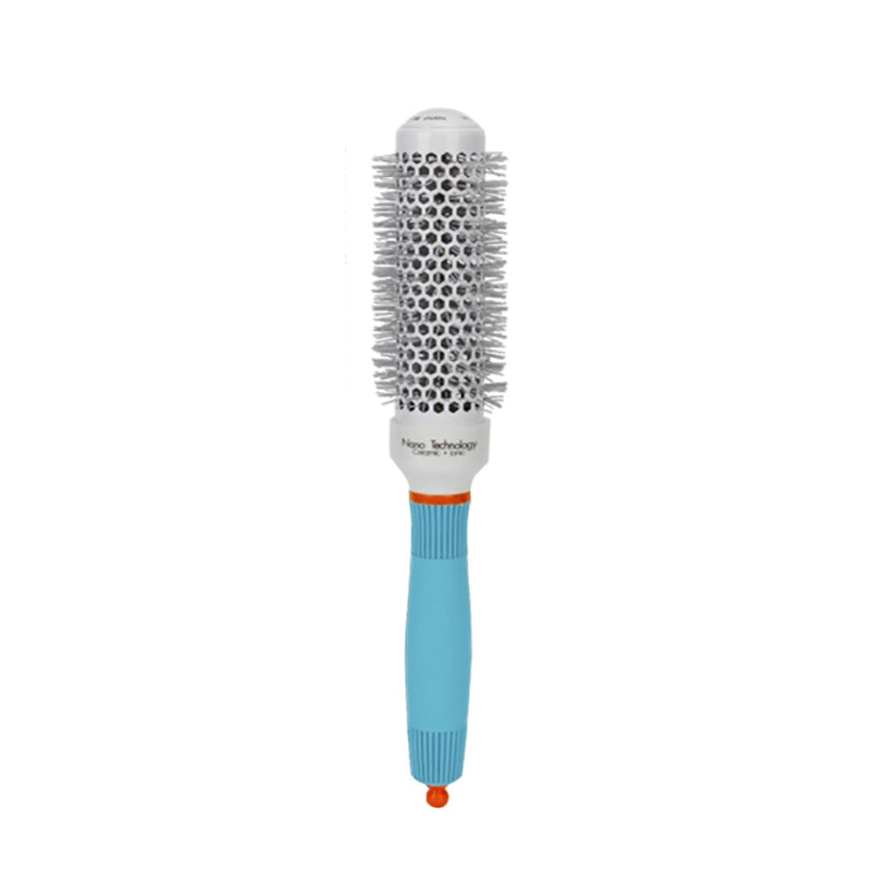 Professional Round Blue Hair Brush – Ceramic Ion Hairbrush Comb for Salon Hair Styling Tools