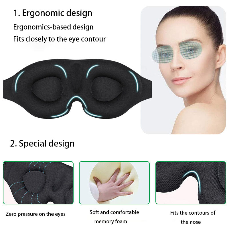 3D Three-Dimensional Sleep Eye Mask Memory Foam Blackout Breathable Eye Protection