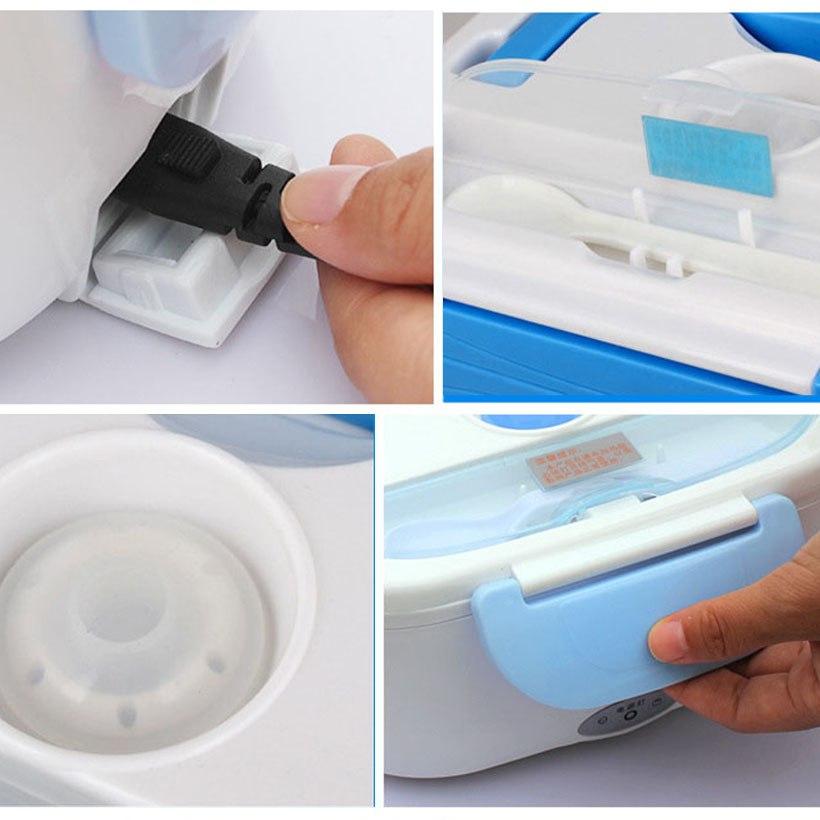 220V/110V Portable Electric Heating Lunch Box – Food-Grade Container with 4 Buckles Dinnerware Set