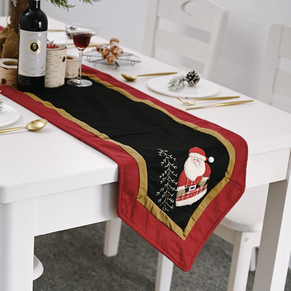 Red & Black Snowman Table Flag - Creative Non-Woven Christmas Table Mat