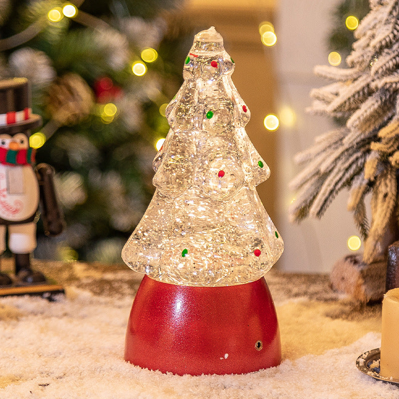 Crystal Ball Music Box with Snowflakes - Christmas Tree Decoration & Night Light Gifts