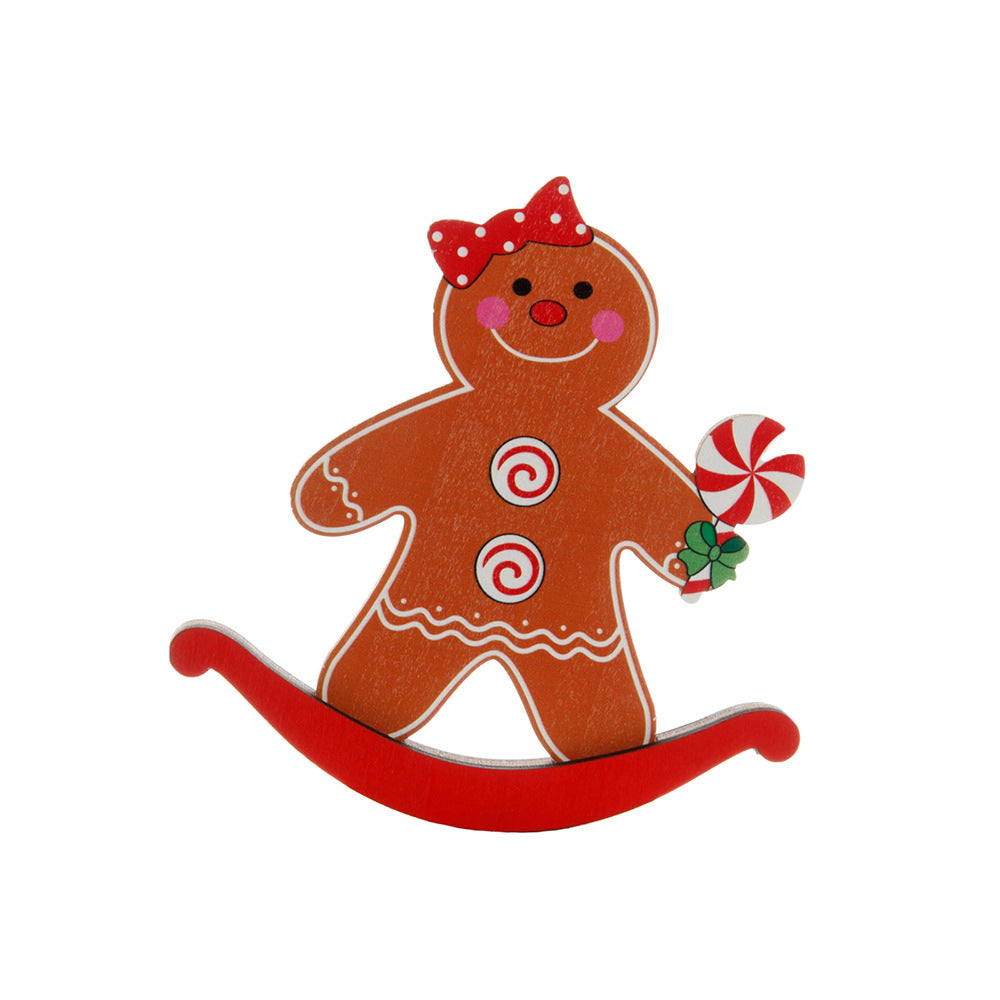 Wooden Gingerbread Figurine - Christmas Desktop Ornament & Gift