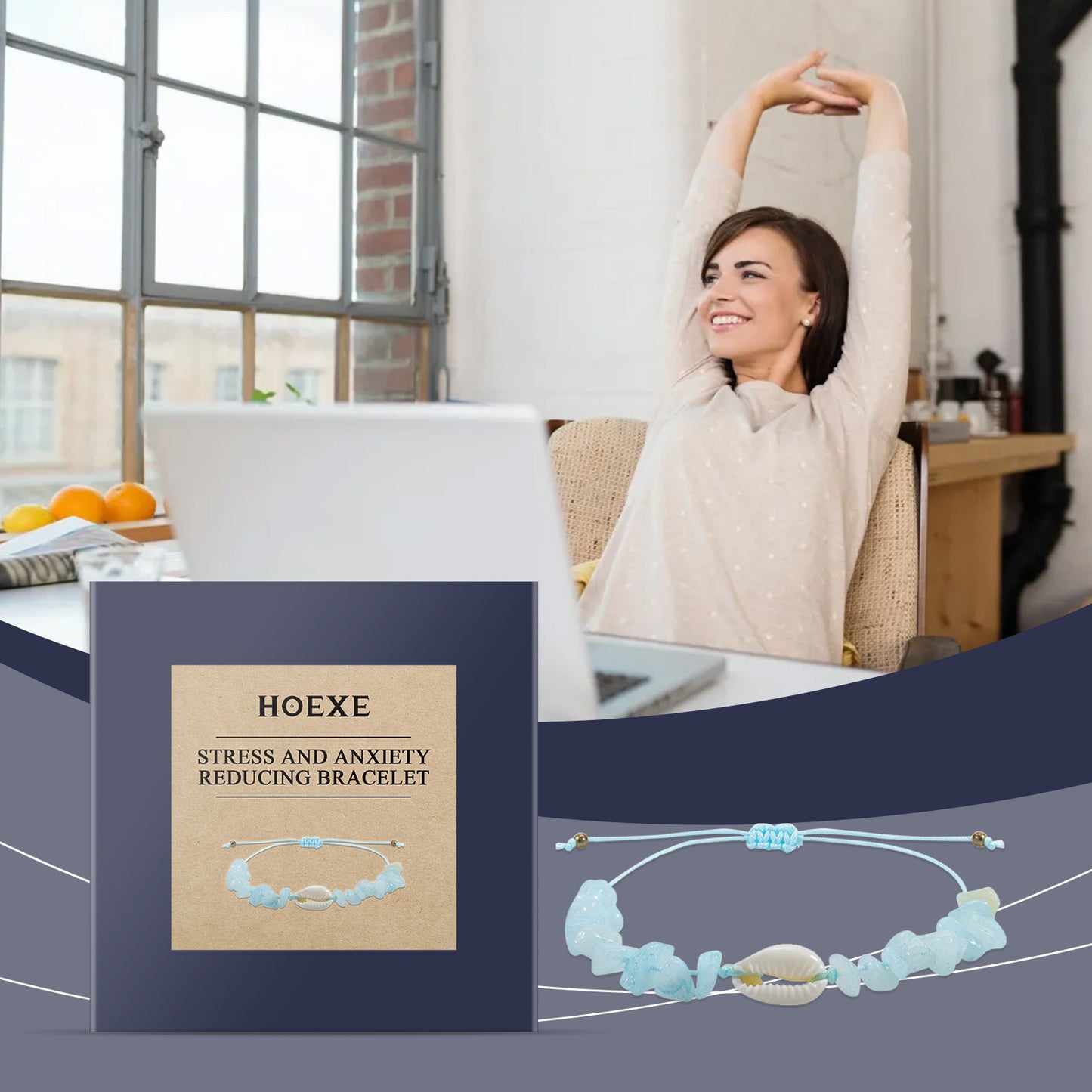 Aquamarine Crystal Fragment Bracelet – Simple Sea Blue Shell with Accessories