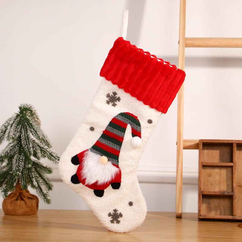 Embroidered Santa Claus Christmas Socks - Candy Gift Bags & Festive Pendants