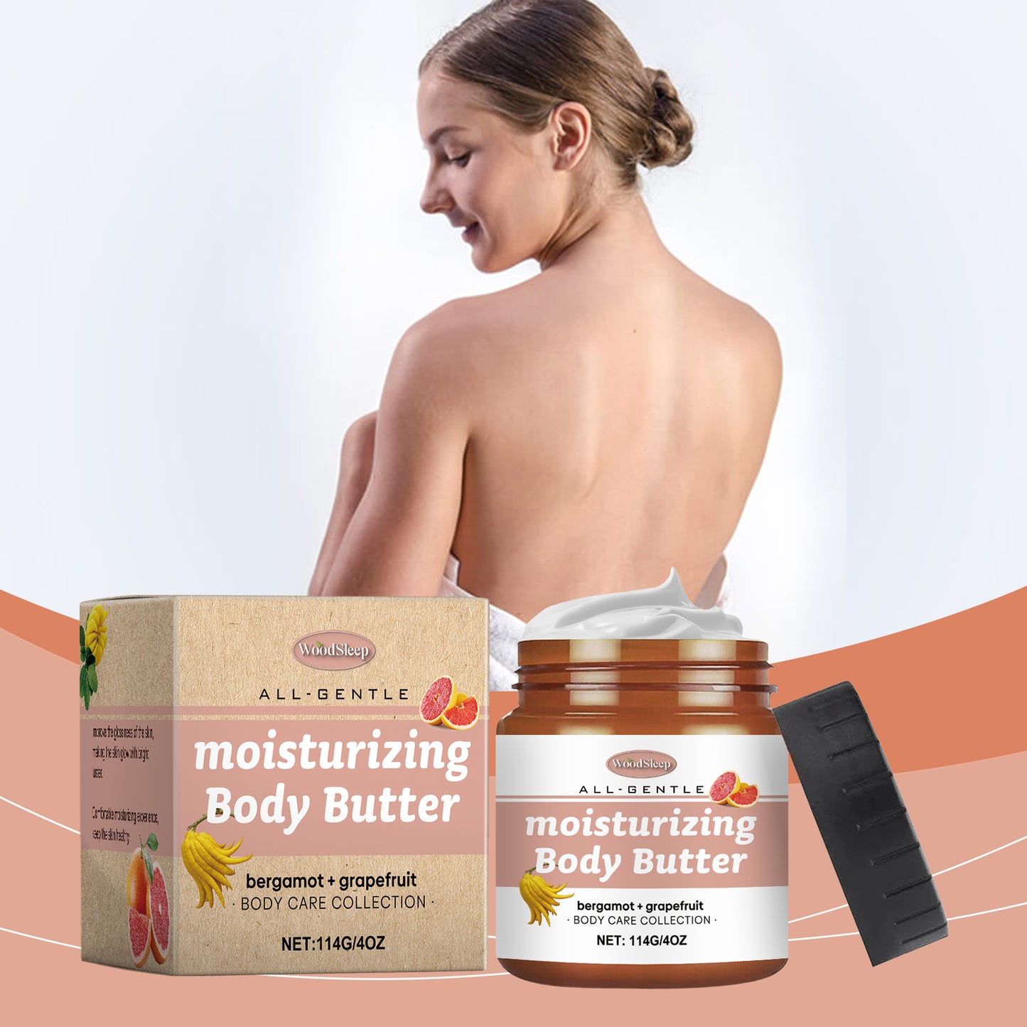 WoodSleep Body Butter Moisturizer – Hydrating Bergamot & Grapefruit Care