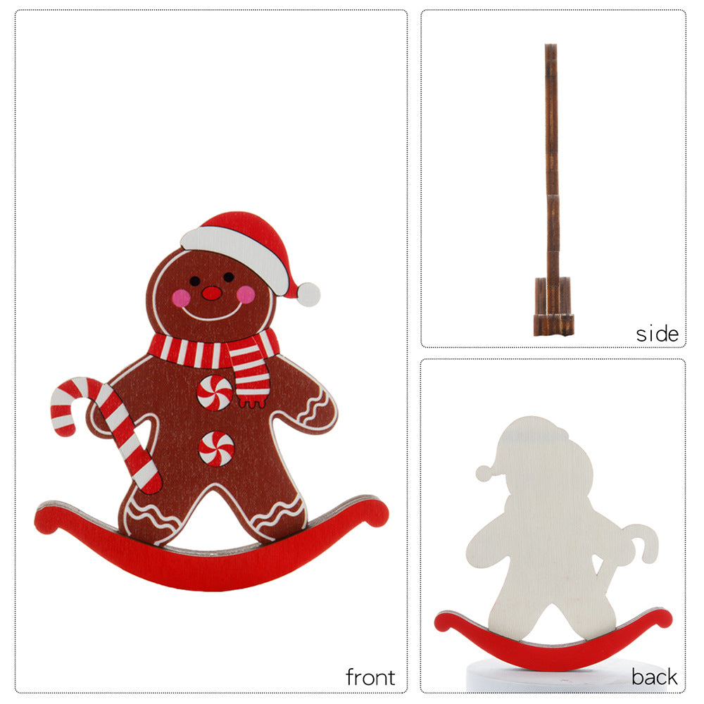 Wooden Gingerbread Figurine - Christmas Desktop Ornament & Gift
