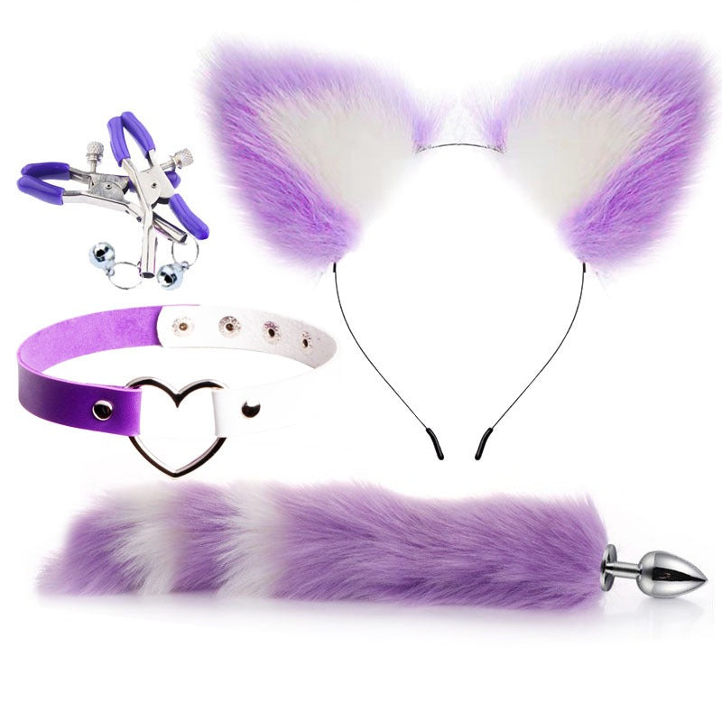 Erotic Fox Tail Anal Plug & SM Metal Set – 4 Pcs Female Pleasure Kit