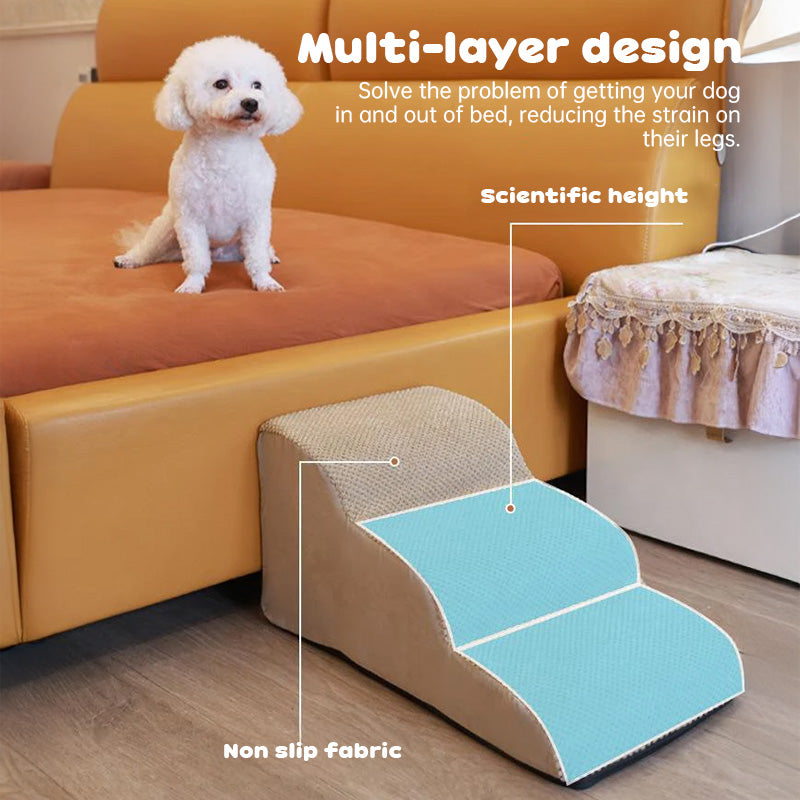 2/3/4-Step Pet Stairs Ramp Washable Non-Slip Memory Foam for Dogs & Cats