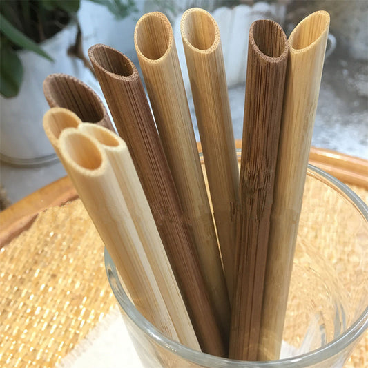 100PCS Eco-Friendly Reusable Bamboo Straws – 21.5cm Carbonized Drinking Straws